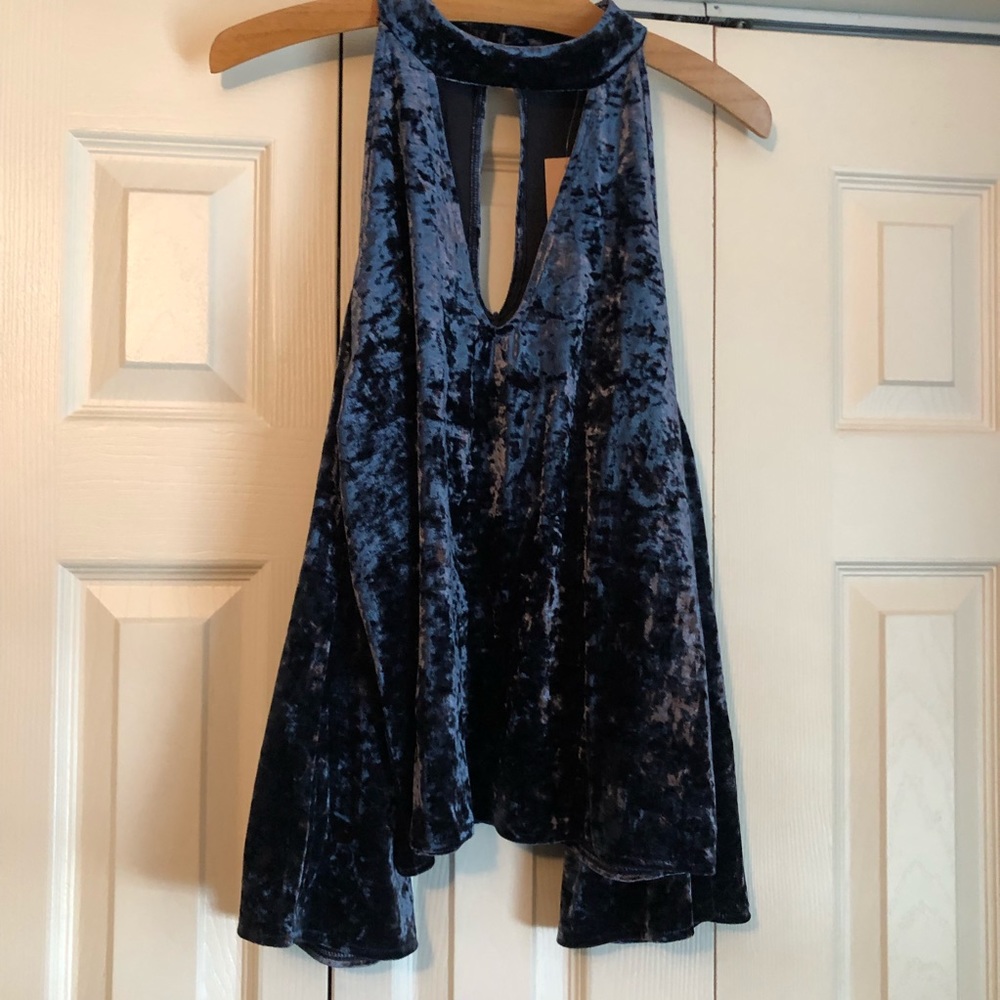 NWT Blue Velvet Cold Shoulder Top